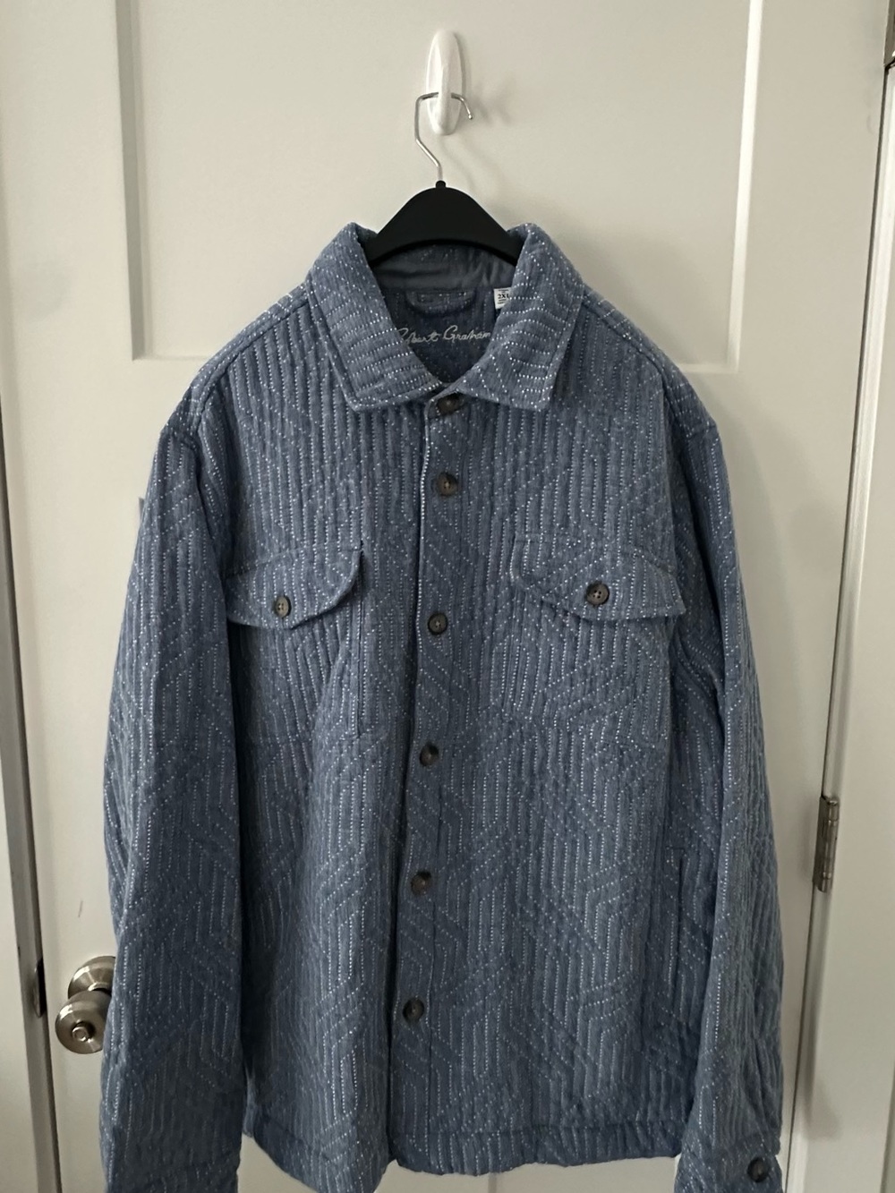 Robert Graham Light Blue Quilted Button-Front Shirt Jacket